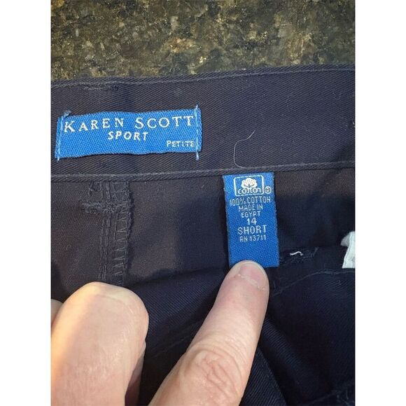 Karen Scott Women's Petite Petite Size 14P Blue Flat Front Casual Pants - Picture 7 of 10
